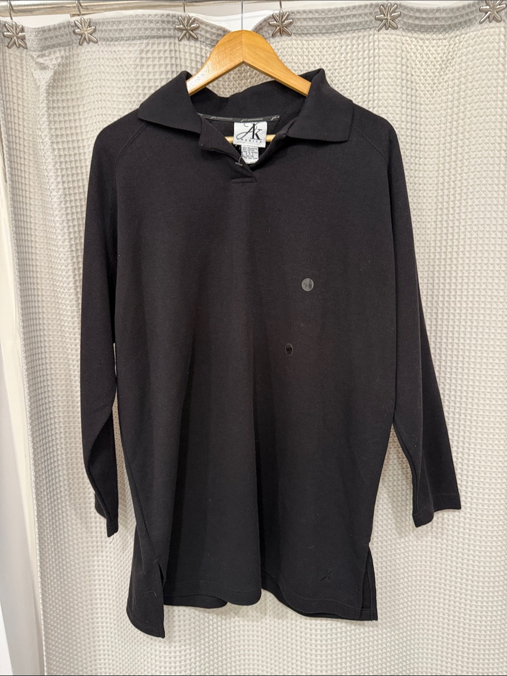 Black Long-Sleeve Polo Shirt